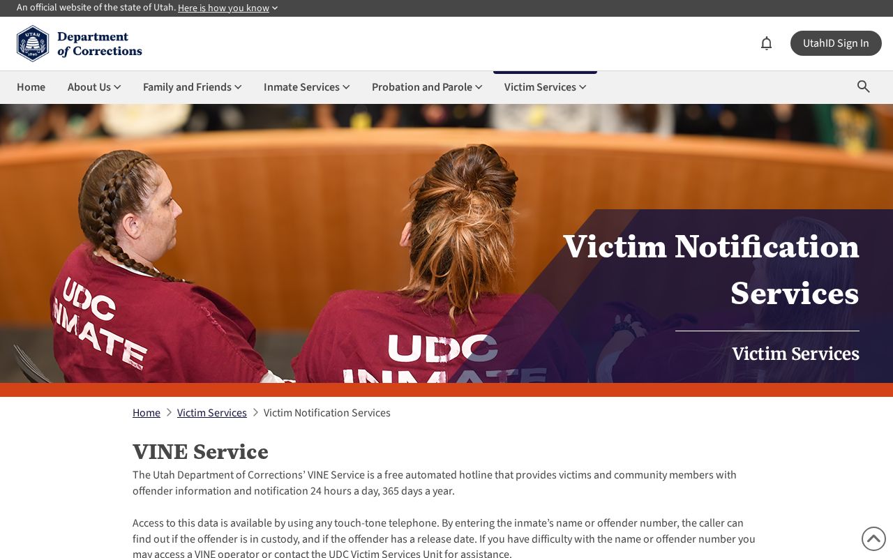 Utah VINE custody notification route for Beaver County-related state custody questions