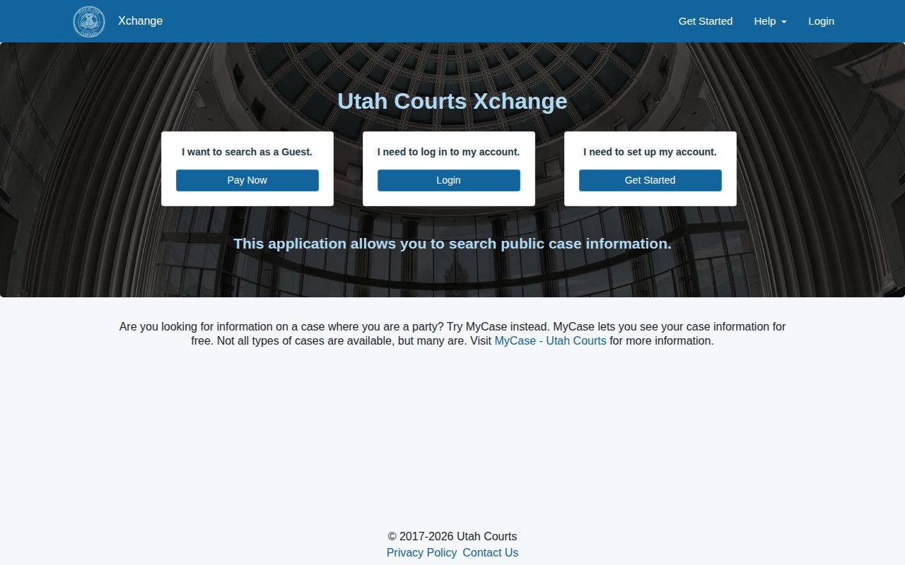Beaver County court record search through Utah Courts Xchange