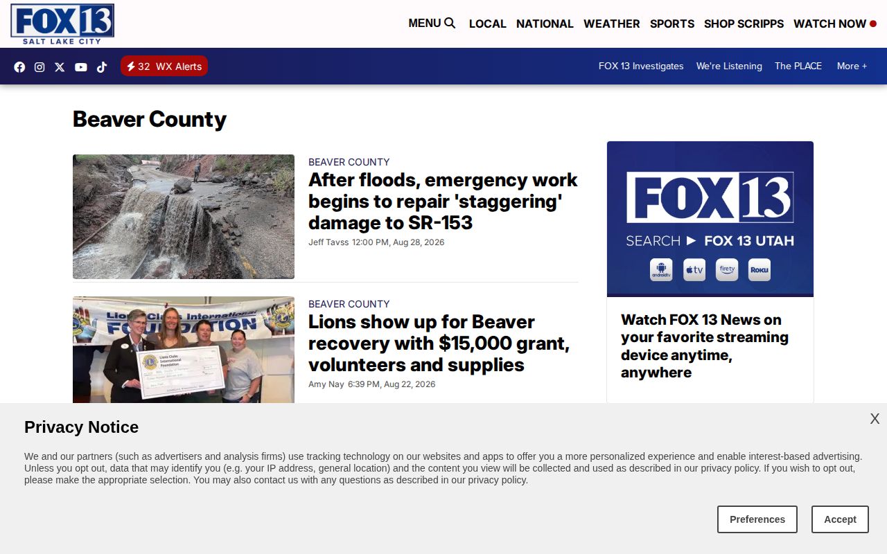 Beaver County booking-record news coverage at FOX 13